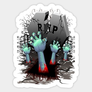 Zombie Hands on Cemetery Sticker